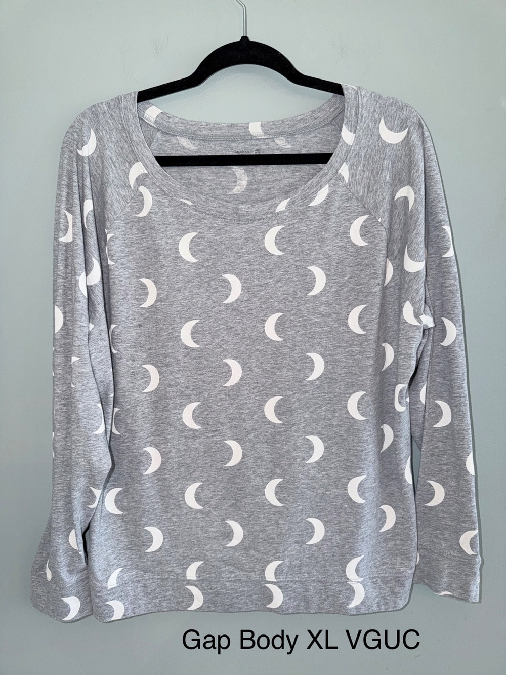 Women's Grey Crescent Moon Long Sleeve Top